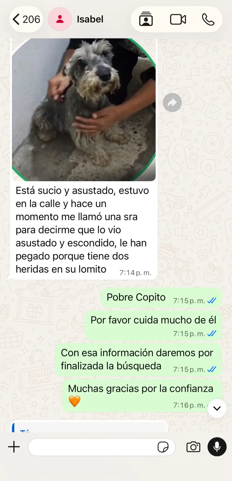 Caso de Copito, familia de Isabel