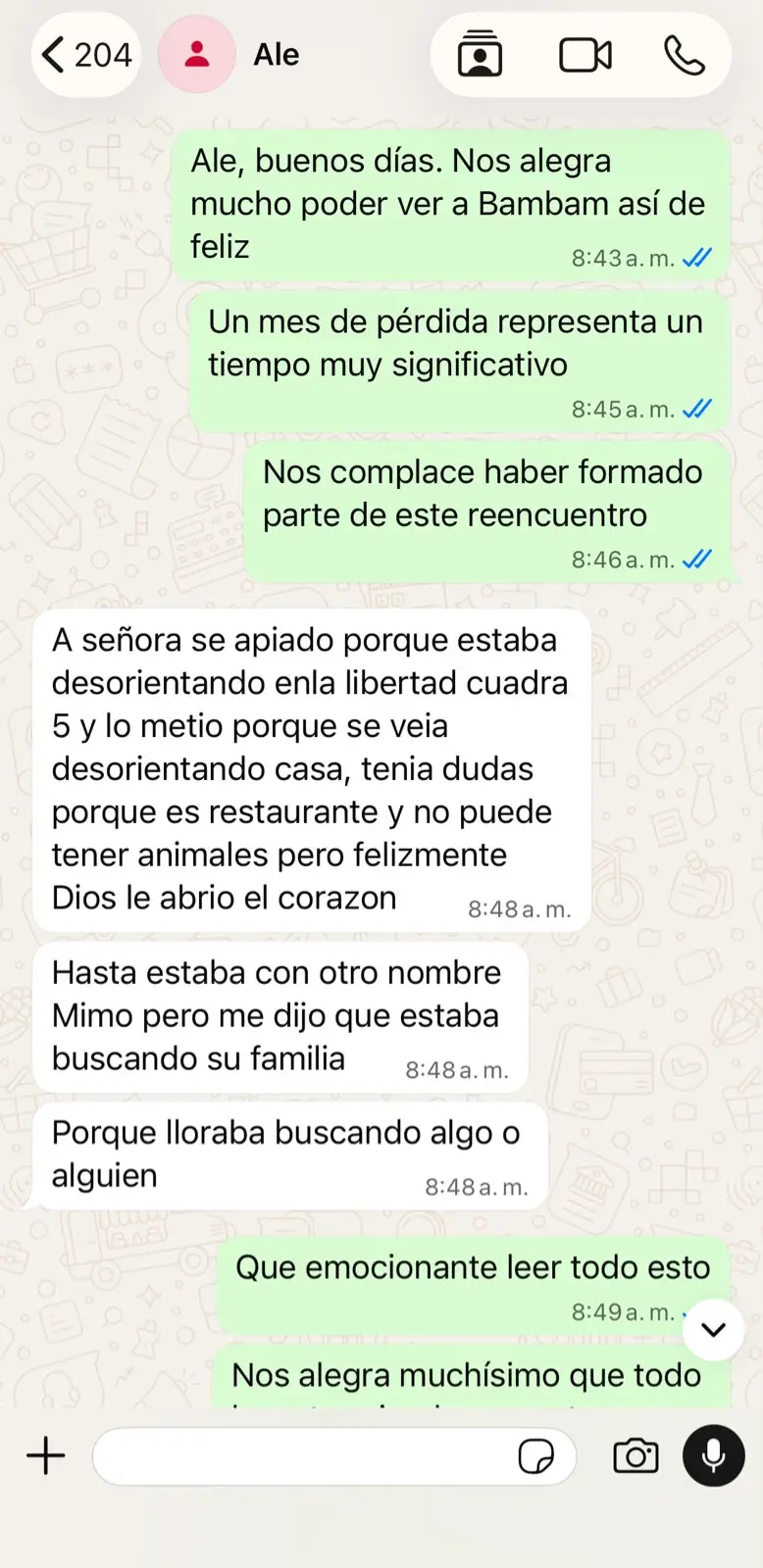 Conversación con Ale sobre el reencuentro de Bambam, captura 1 de 2