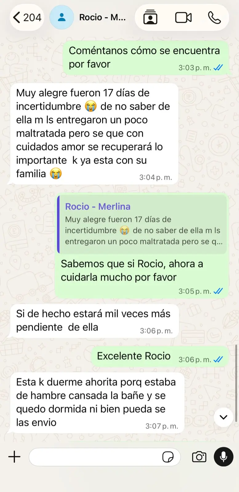 Conversación con Rocío sobre el reencuentro de Merlina, captura 2 de 2